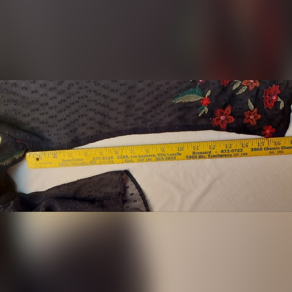 Whimsigoth Floral Embroidered Blouse Swiss Dot Dark Romantic - Picture 15 of 16